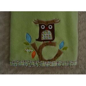 Skip Hop Owl Baby Blanket Green Brown Blue Leaf Branch Leaves Security Lovey